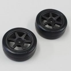 Kyosho Drift Preglued Tyres 24mm 1:10 On Black Rims (2)